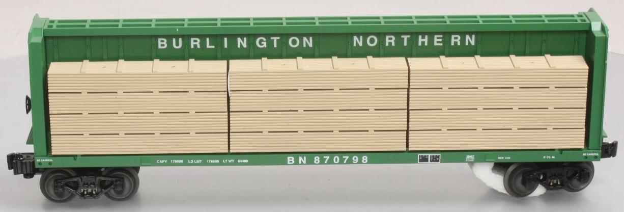 Burlington Northern Center I-Beam Flatcar w/Wood Load image