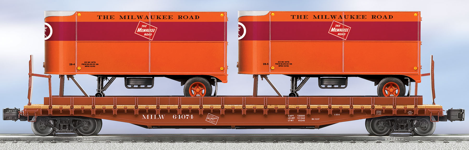 Milwaukee Road PS-4 Flatcar with Piggyback Trailers image