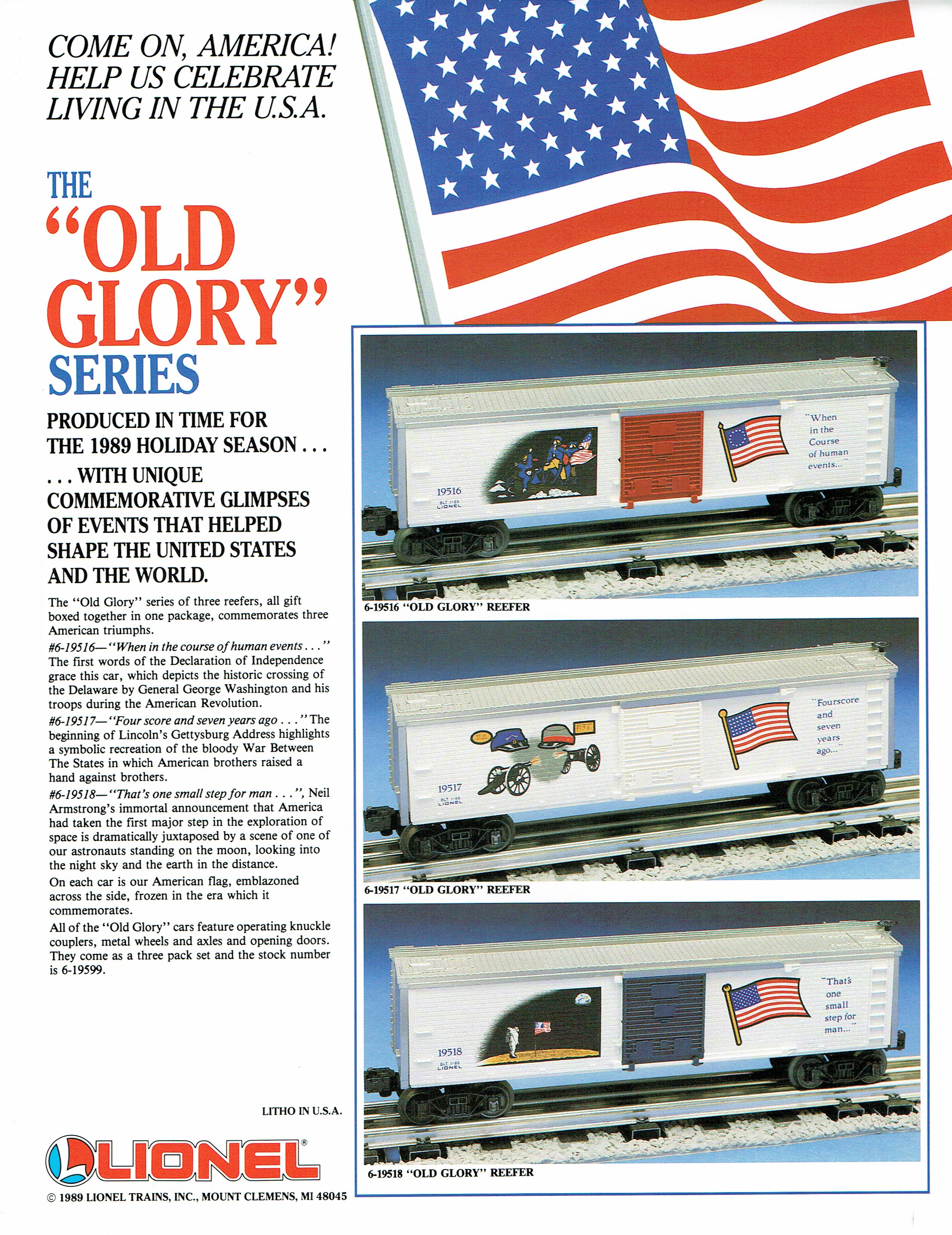 Lionel 1989 The "Old Glory" Box Car Series Flier image