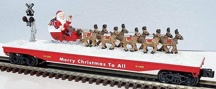 Santa & 9 Reindeer Flat Car image