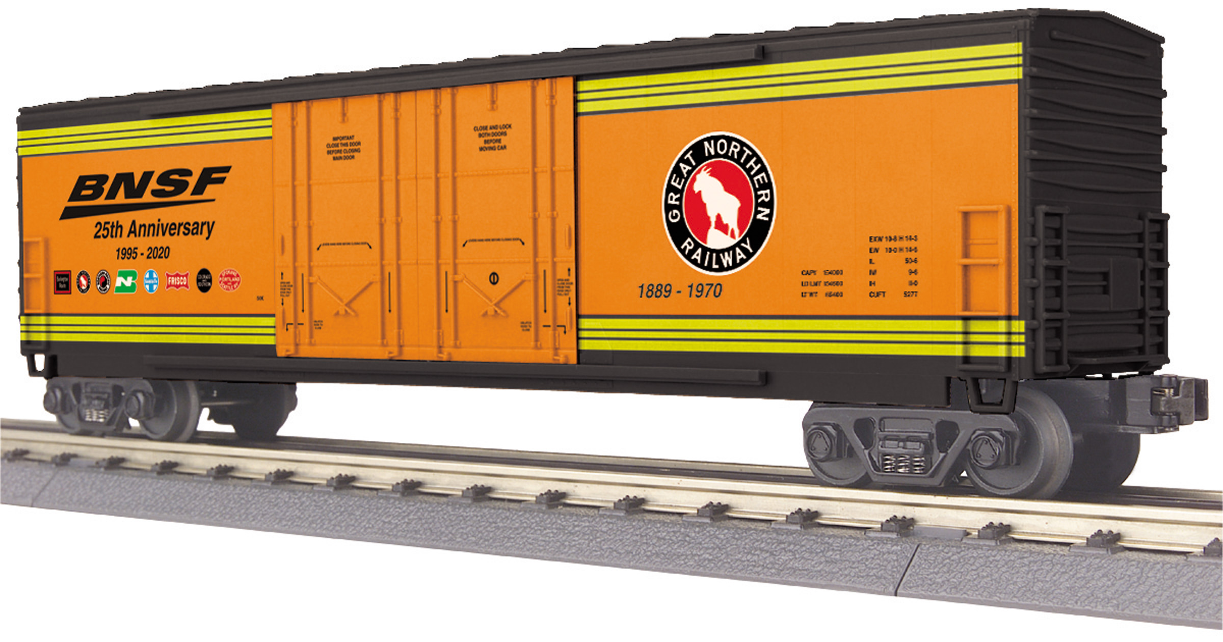 BNSF (25th Anniversary) 8-Car 50' Double Door Plugged Boxcar - Great Northern Railway image