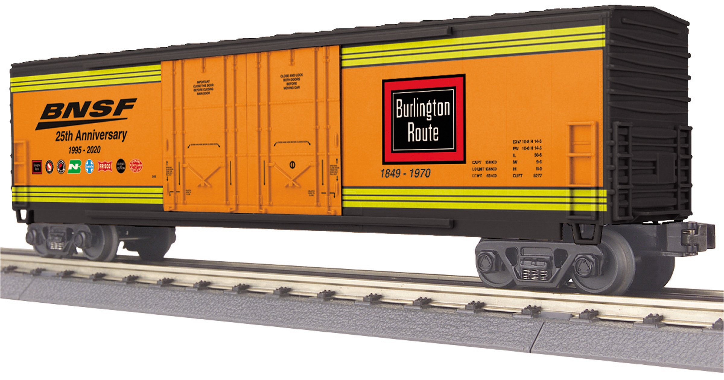 BNSF (25th Anniversary) 8-Car 50' Double Door Plugged Boxcar - Burlington Route image