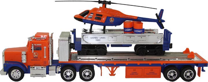 Lionel Flatcar Truck w/Helicopter & Barrels # 6 image